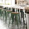 Flash Furniture 24" Green Metal Stool-Teak Poly Seat CH-31320-24-GN-PL2T-GG - alternate 1